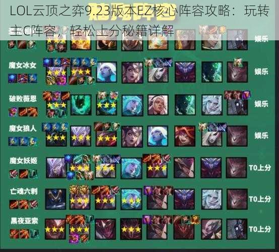 LOL云顶之弈9.23版本EZ核心阵容攻略：玩转主C阵容，轻松上分秘籍详解